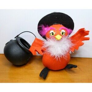 Annalee Halloween Hoot Orange Owl 2013 with Empty Bucket 6" Rare Find